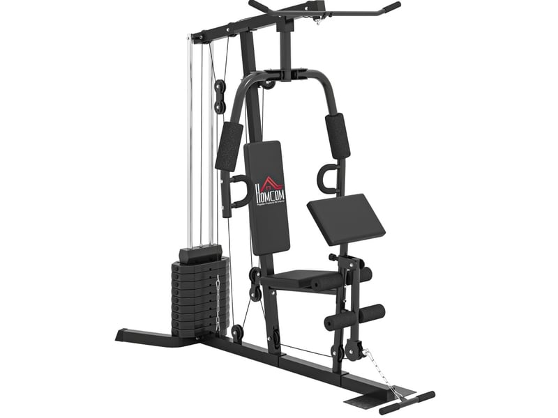  Poste de force avec bloc de poids de 45 kg 180 x 108 x 200cm acier noir  - Conforama A