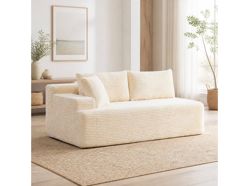 Canapé modulable 2 places en chenille ivoire  - Conforama C