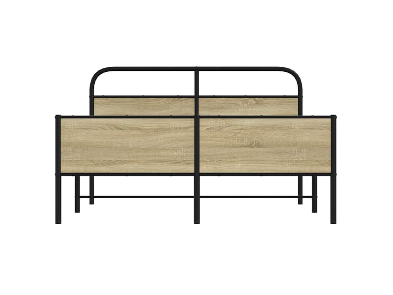  Lit double- lit adulte -  cadre de lit en métal sans matelas chêne sonoma 150x200 cm  - Conforama D