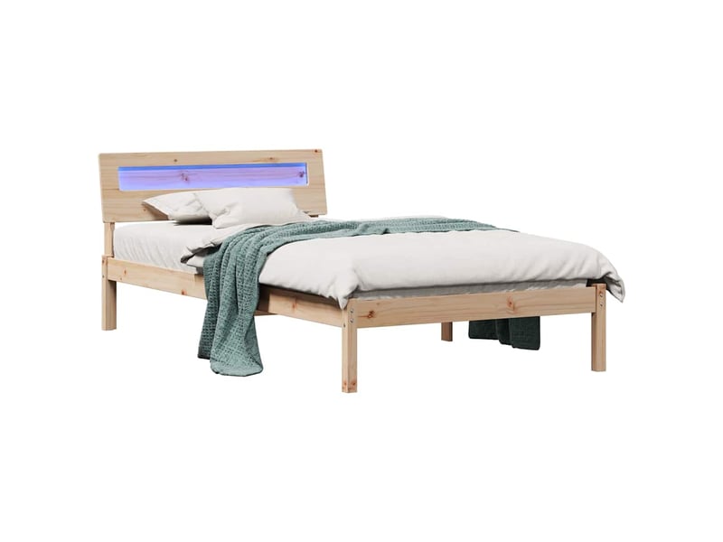 Lit simple- lit adulte - cadre de lit avec tête de lit marron 90 x 200 cm pin massif - Conforama B