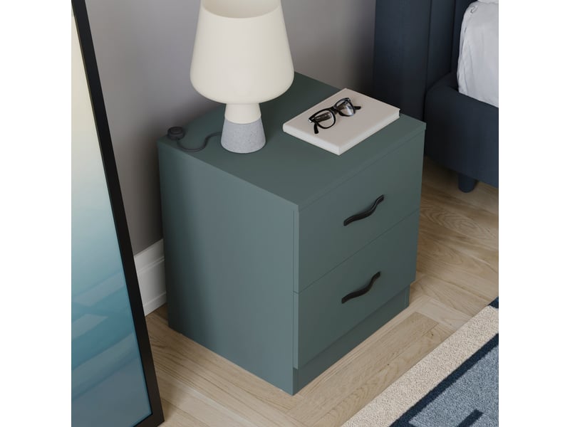  Table de chevet riano, commode de nuit, chambre, rangement, 47x40x36cm, vert, 2 tiroirs 3332037 - Conforama R