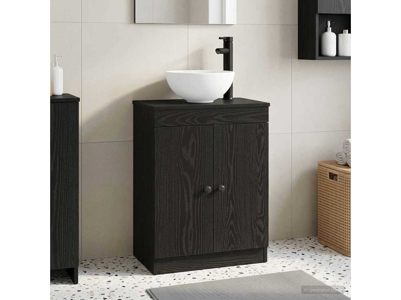  Meuble salle de bain avec évier, meuble de rangement noir 54x35x83 cm shl5832  - Conforama B