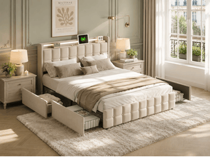 Lit 2 places 180x200 cm coloris beige