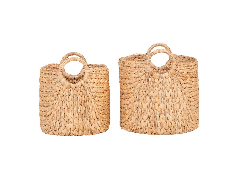  Lot de 2 paniers ronds passo en jacinthe d'eau naturelle avec poignées - 30 et 35 cm  - Conforama B