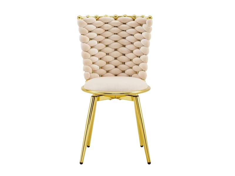 Lot de 2 chaises de salle à manger,avec pieds métal doré,velours,beige - Conforama D