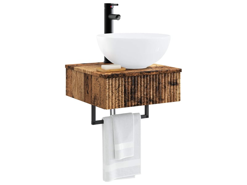 Basin de lavage mural, lavabo bois ancien 40x41x40.5 cm  - Conforama C
