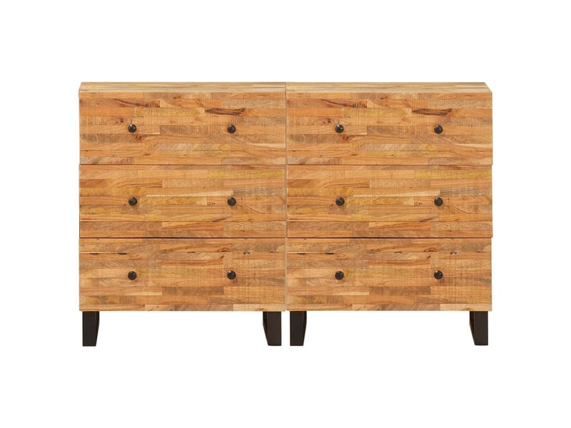  Lot de 2 buffet, meuble de rangement salon 60 x 33 x 75 cm bois de mangue massif marron  - Conforama D