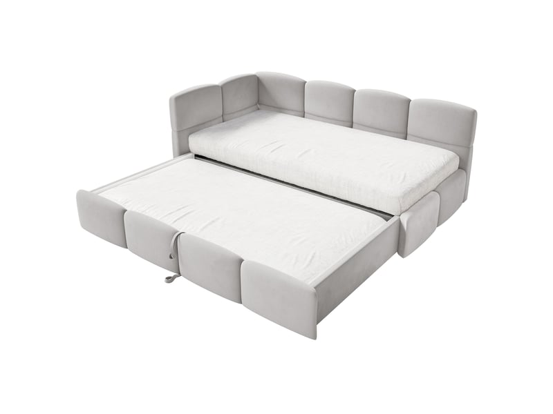  Selsey cloudy - lit rembourré - 170x185 cm - velours gris clair - côté gauche Cloudy - Conforama D