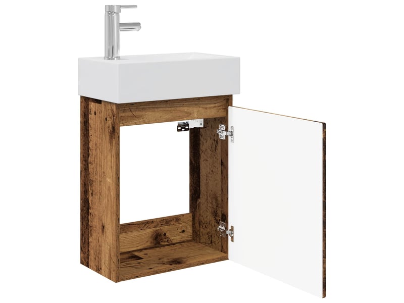 Meuble de rangement salle de bain avec robinet bois ancien shl622 - Conforama D