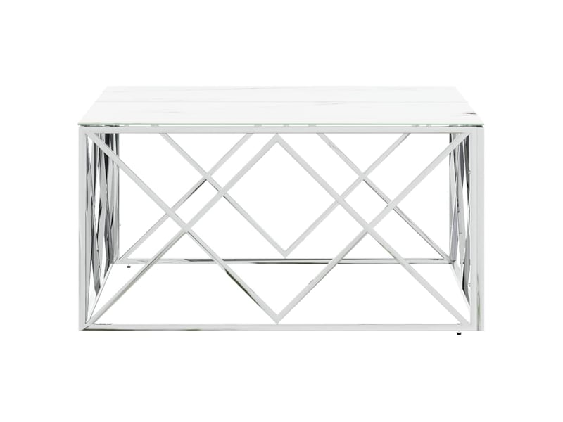  Table basse - table de salon - table à thé argenté 80x80x40 cm acier inoxydable et verre  - Conforama C