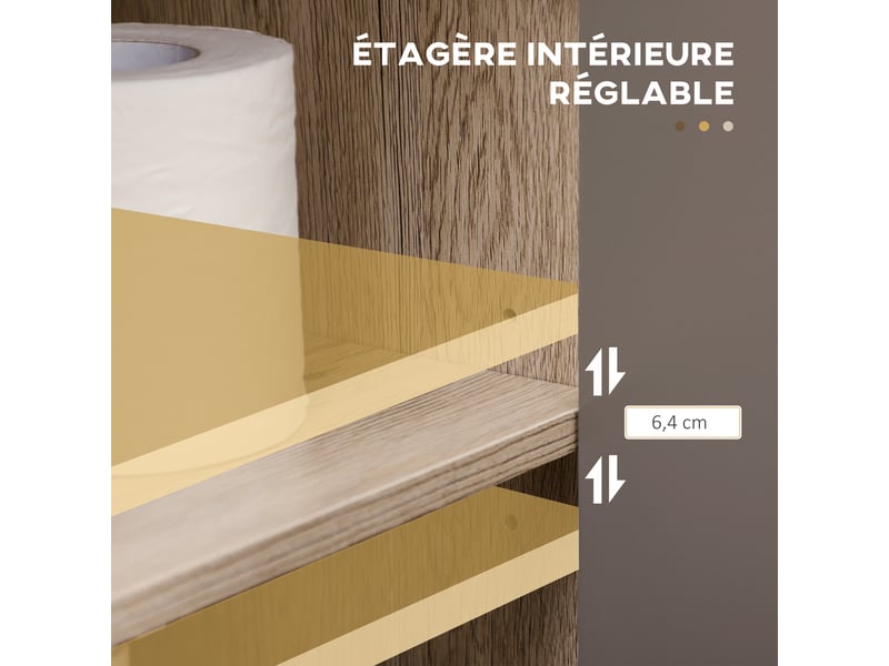  Meuble sous-vasque 2 portes, chêne clair et gris, 60 x 30 x 59,8 cm  - Conforama W