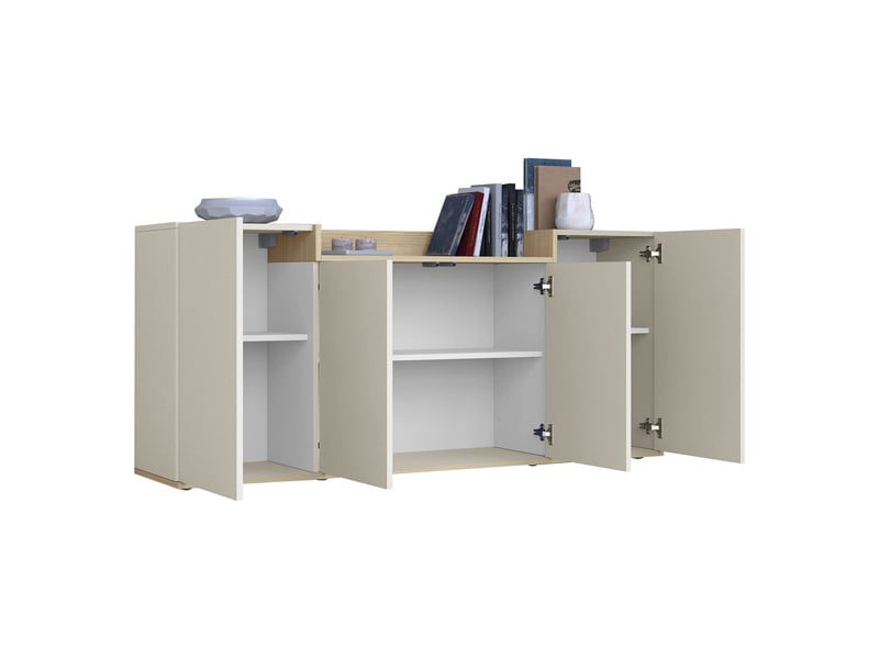  Buffet swink, 6 étagères, 160x35x70h cm blanc cachemire Swink - Conforama D