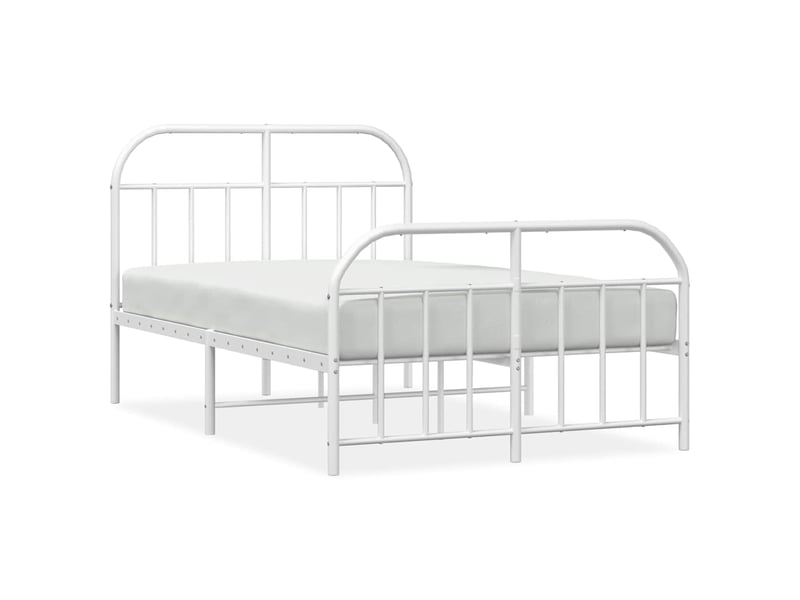  Lit double- lit adulte -  cadre de lit métal sans matelas et pied de lit blanc 120x200 cm  - Conforama A