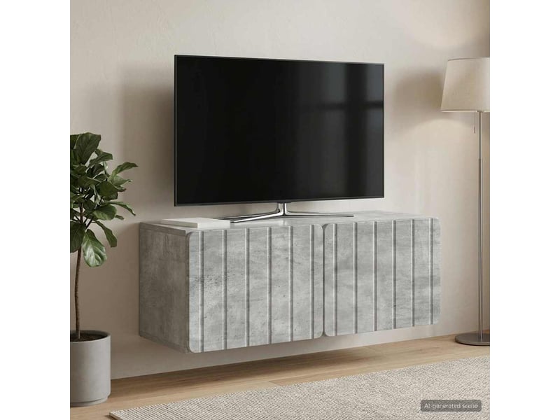  Meuble tv - banc tv - meuble de rangement mural 78,5 x 31 x 30 cm gris béton bois d'ingénierie  - Conforama B