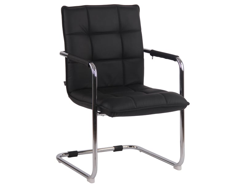  Chaise visiteur fauteuil de bureau sans roulettes en cuir noir cadre métal bur10473  - Conforama A