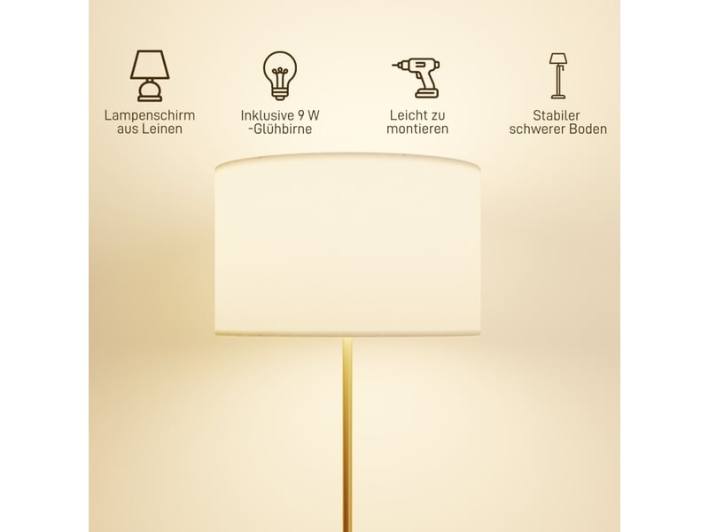  Lampadaire 40x40x168 cm avec télécommande, luminosité réglable, métal doré  - Conforama C