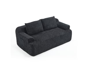 Canapé droit compressé fixe <strong>MODENVIE</strong> <strong></strong> 2 places Velours côtelé noir