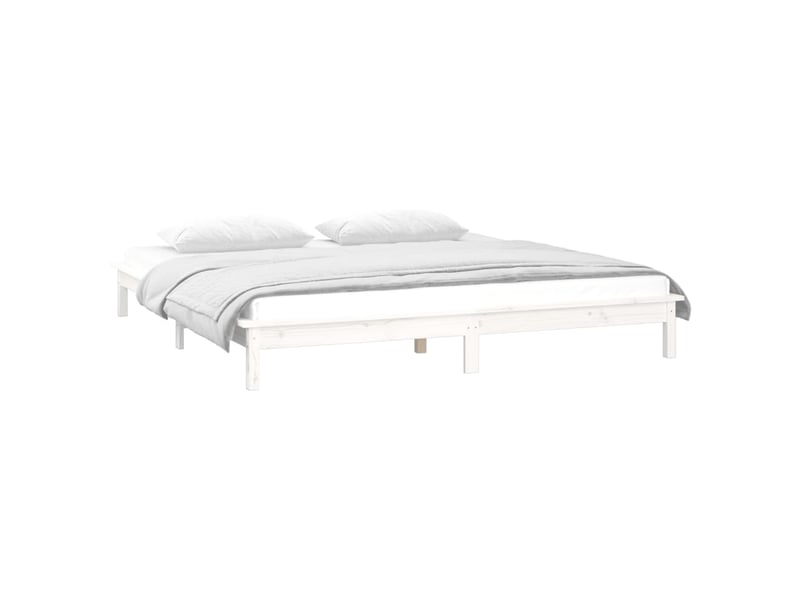  Lit double- lit adulte -  cadre de lit à led sans matelas blanc 200x200 cm bois massif  - Conforama D