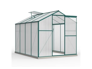 Serre de jardin aluminium 4,75 m² - 190 x 253 cm avec 1 fenêtre de toit & porte coulissante, serre de plantes, serre à tomates