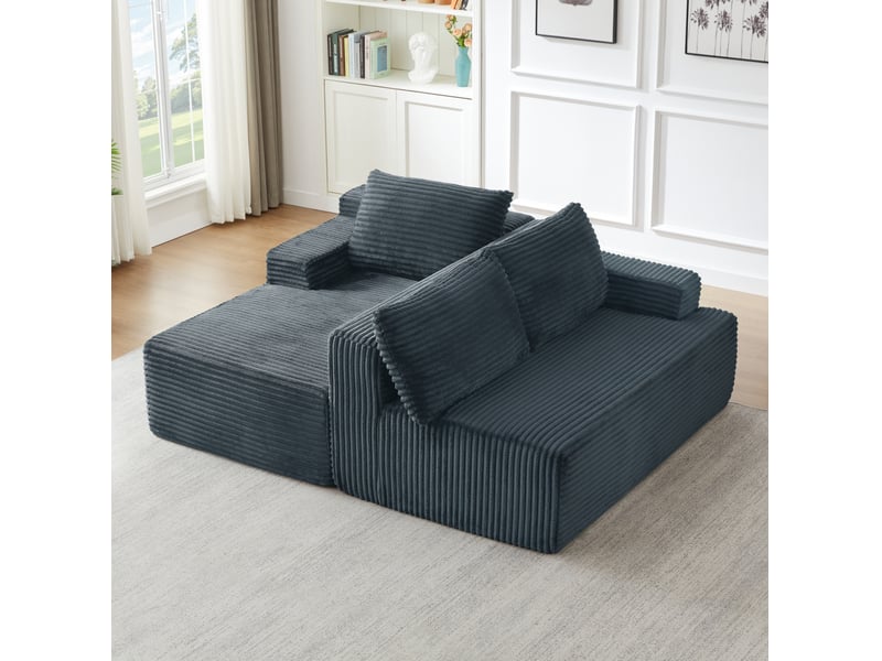 Canapé d'angle modulable convertible 4 places 238x152x66 cm gris foncé - Conforama E