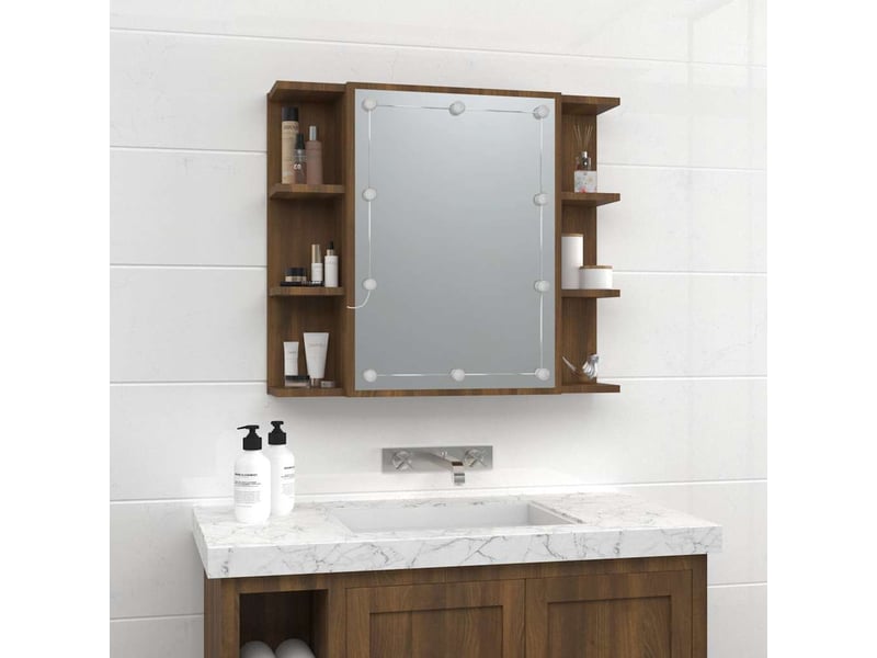  Armoire à miroir avec led chêne marron 70x16.5x60 cm  - Conforama D