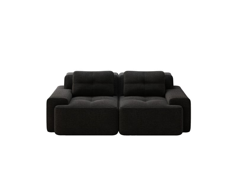  Canapé modulable 2 places, sans structure, assise profonde, convertible, noir velours côtelé – 204x104x69cm, pour salon  - Conforama A
