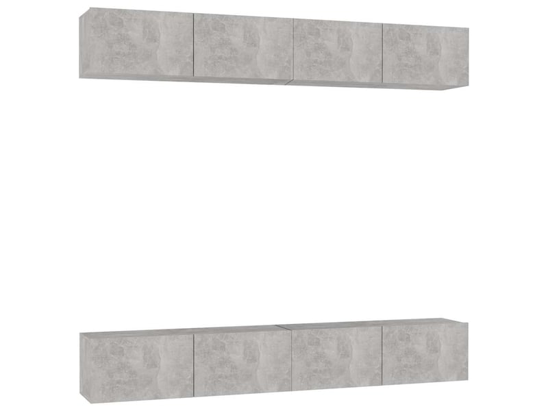  Lot de 4 meuble tv bas salon gris béton 100x30x30 cm bois d'ingénierie  - Conforama A