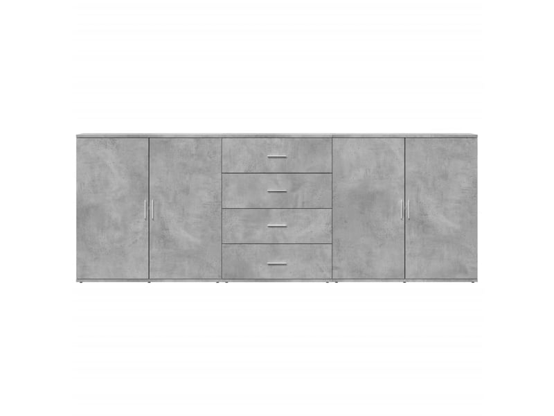  Buffets 3 pcs - bahut - meuble de rangement gris béton bois d'ingénierie  - Conforama E