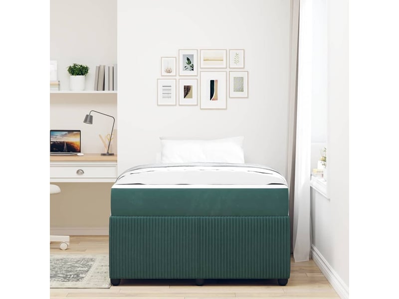  Lit double- lit adulte -  cadre de lit vert foncé 120 x 190 cm tissu  - Conforama B