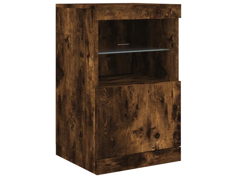  Buffet - bahut - meuble de rangement avec lumières led chêne fumé 41x37x67 cm  - Conforama C
