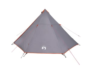 Tente de camping, tente familiale tipi 8 personnes gris et orange imperméable shl3217