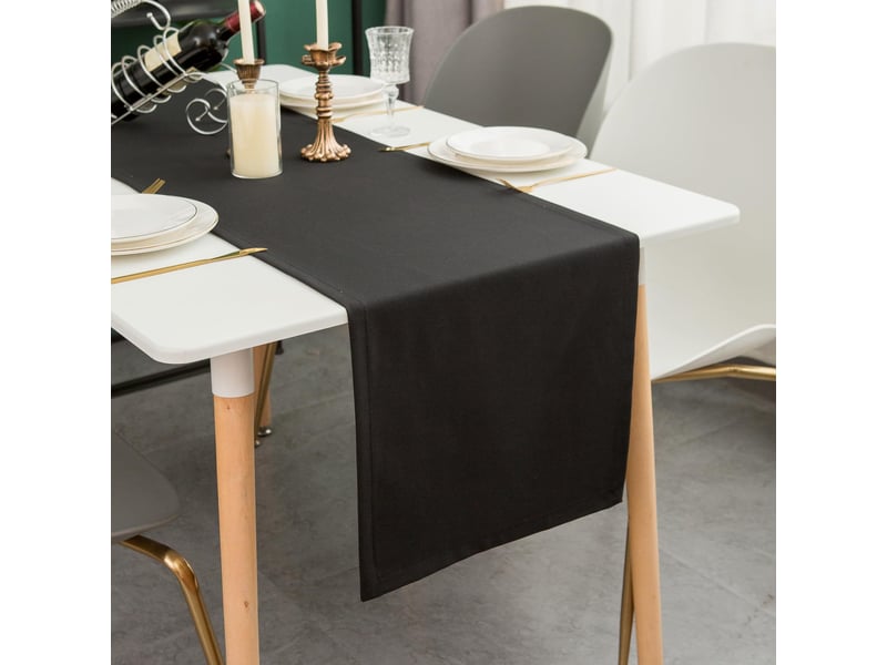  Chemin de table élégant - 30x140 cm - effet lin déperlant et imperméable - gris foncé  - Conforama B