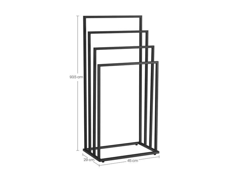  Porte-serviettes industriel à 4 niveaux en acier noir  - Conforama C