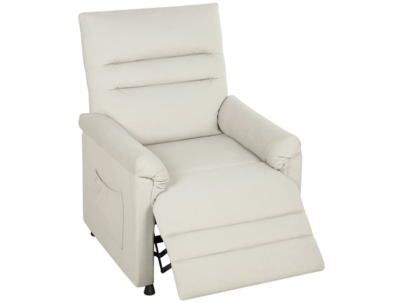 Fauteuil massant chauffant inclinable poches rangement port usb intégré velours grège - Conforama A