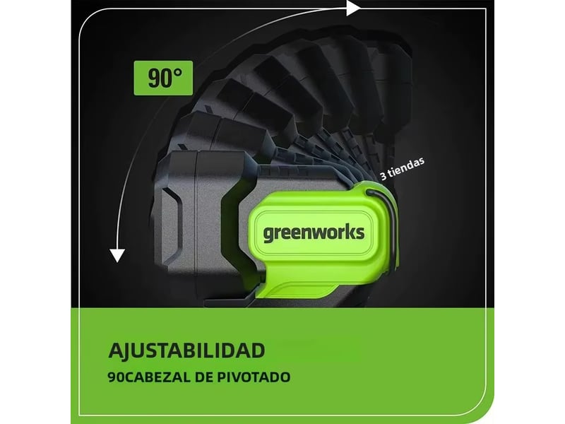  Kit lampe torche led greenworks 24v 200lm, lampe de travail portable sans fil haute intensité (outils uniquement) [classe énergétique a++]  - Conforama E