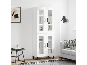 Buffet haut - bahut - meuble de rangement blanc 69,5x34x180 cm bois d'ingénierie