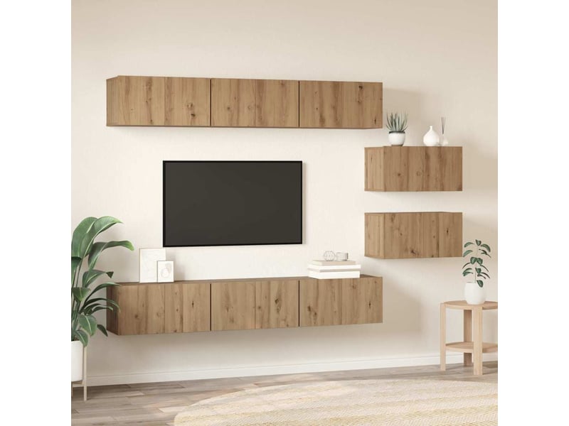 Ensemble meuble tv ; banc tv ; armoire tv 8 pcs chêne artisanal 60 x 30 x 30 cm  - Conforama E