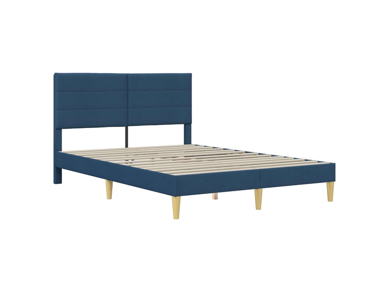 Lit double- lit adulte - cadre de lit avec tête de lit bleu 160 x 200 cm tissu - Conforama B