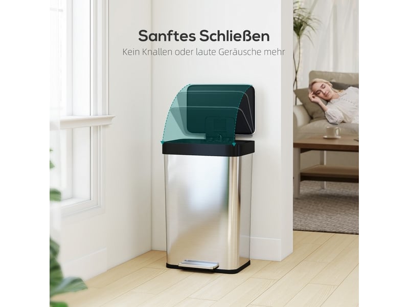  Poubelle à pédale 60 l à fermeture silencieuse argentée  - Conforama B