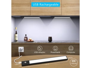 Réglette et spot de cuisine meuble 2pcs capteur mouvement pir intérieur led veilleuse sous armoire usb sans fil batterie rechargeab