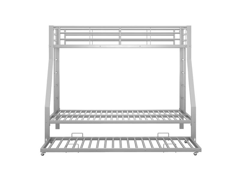  Lit superposé argenté 90/140 × 200 cm en métal, lit gigogne et échelles latérales  - Conforama A