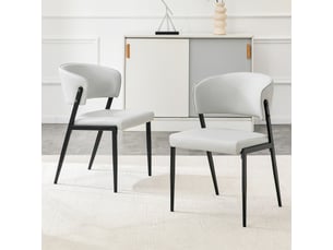 Lot de 2 chaises de salle à manger modernes, piètement en métal, assise et dossier rembourrés