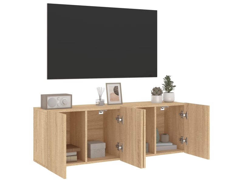  Lot de 2 meuble tv mural, meuble tv suspendu chêne sonoma 60x30x41 cm  - Conforama E