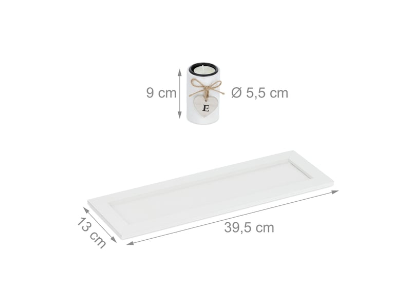  Porte-bougies décoratifs avec plateau 4 bougeoirs design moderne ambiance cosy en métal blanc 13_0014679  - Conforama B