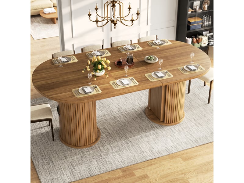  Table à manger extensible,150-190x80x75 cm,avec rangement,mdf,marron foncé  - Conforama B