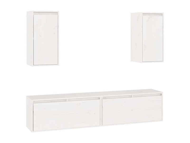 Lot de 4 meuble tv bas salon blanc bois massif de pin shl98948  - Conforama A