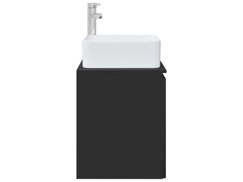 Vanité de lavabo mural, meuble de rangement noir 53x35x63 cm bois d'ingénierie - Conforama D