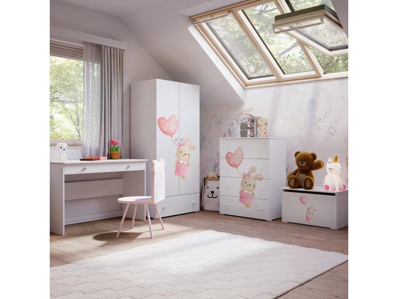  Commode enfant emily bunny - blanc, thème lapin EMILY/B/NPL/BUNNY - Conforama D