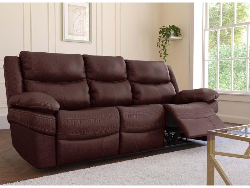  Canapé relax électrique 3 places en tissu microfibre marron alfred 7114F-MARR-3 - Conforama D