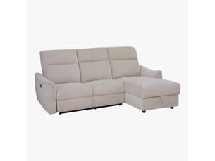 Canapé droit convertible MOBILIER DECO 4 places Tissu beige avec coffre de rangement